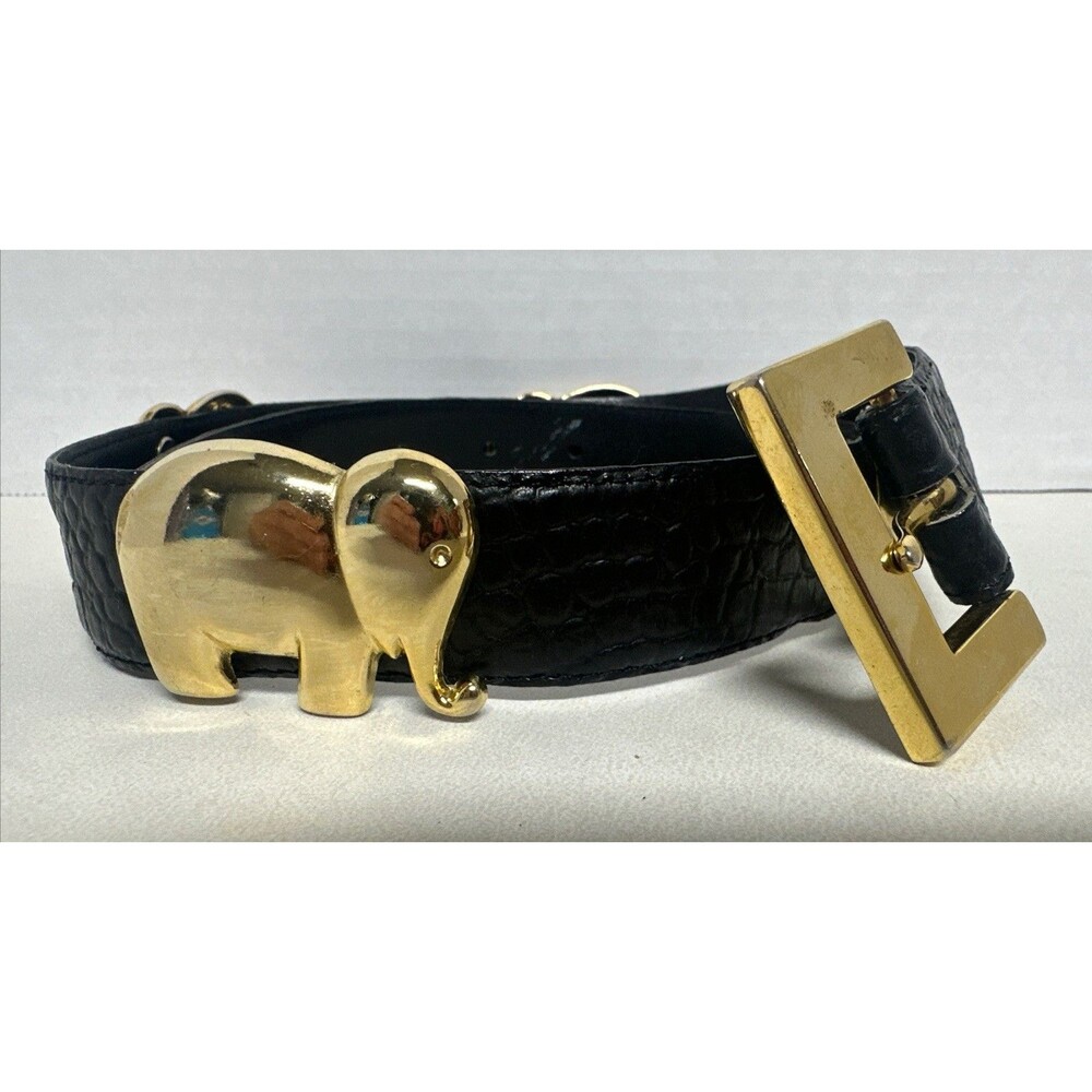 Milor Bonded Leather Women's Belt Gold Elephant Conchos Black Size Sm